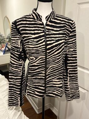 Vintage Laura Zebra Print Faux Suede Jacket Size 12 Y2K